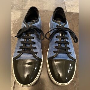LANVIN Men's Sneakers Suade Blue, Size US 9 M